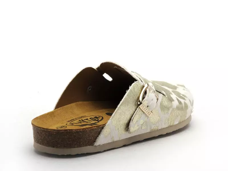 Plakton BLOG ANIMAL PRINT Blanc Mules et Sabots Plats Femme