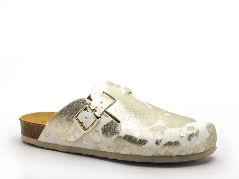 Plakton BLOG ANIMAL PRINT Blanc Mules et Sabots Plats Femme
