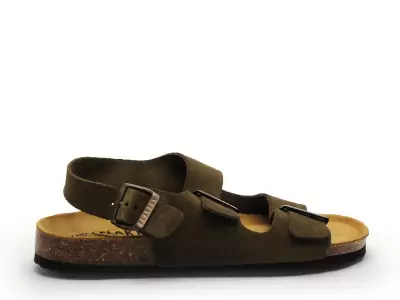 Plakton-BAKU 185113 Kaki-Sandales Plates Femme
