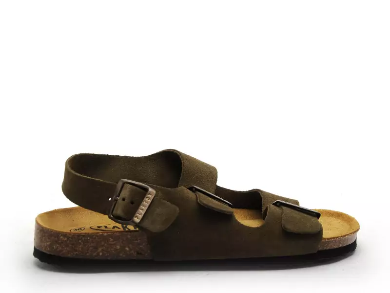 Plakton BAKU 185113 Kaki Sandales Plates Femme