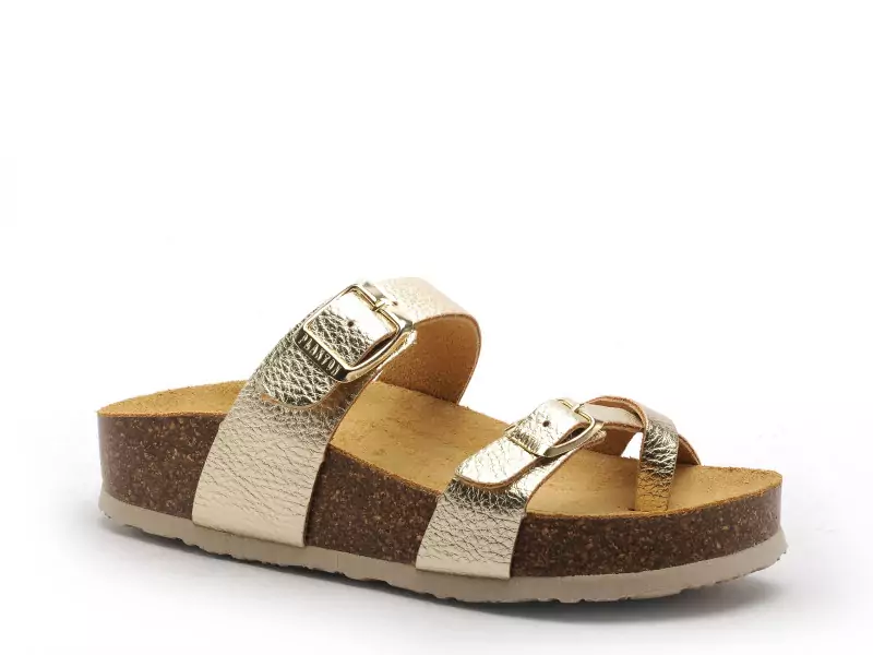 Plakton CP BOMBAY 341032 Or Mules et Sabots Plats Femme