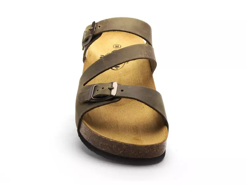 Plakton CP BOLINO 341210 Kaki Mules et Sabots Plats Femme