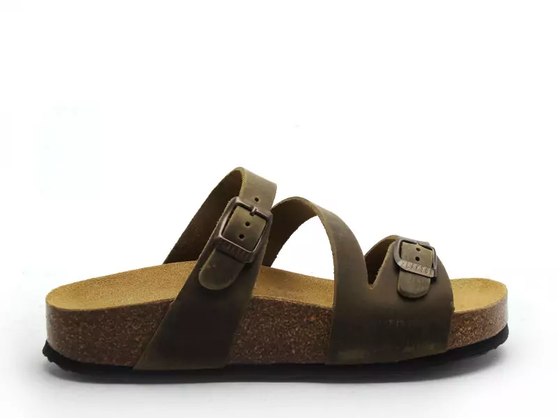 Plakton CP BOLINO 341210 Kaki Mules et Sabots Plats Femme