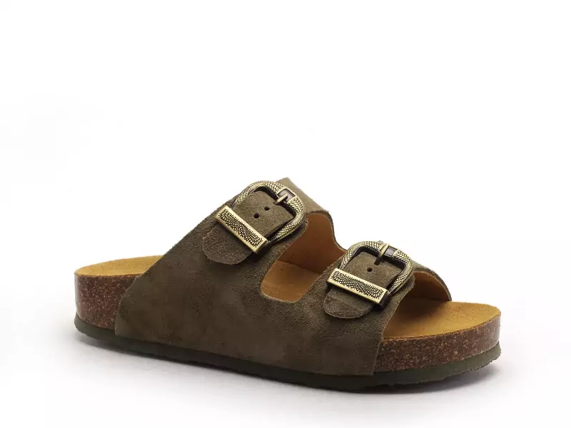 Plakton CP BETA OUEST 340010 Kaki Mules et Sabots Plats Femme