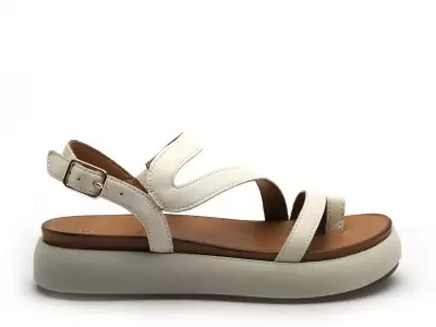 A96003 Marron Sandales Plates Femme