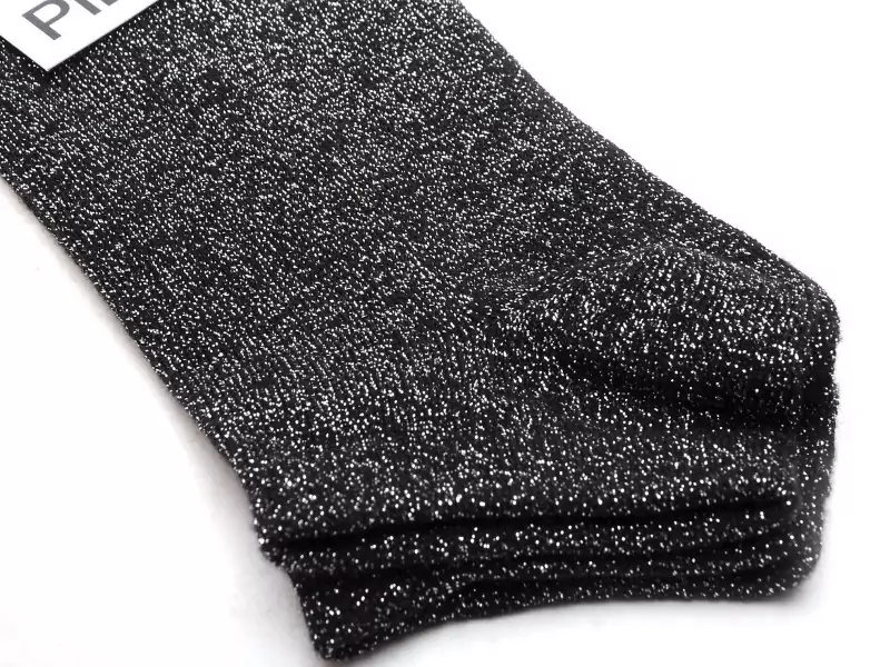 Pieces CHAUSSETTES PCSEBBY GLITTER SNEAKER Argent Accessoires Femme