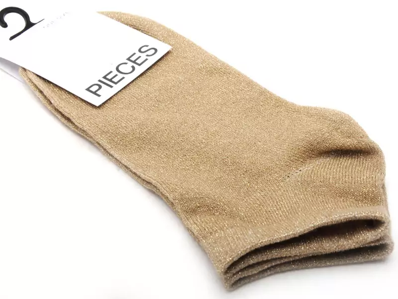 Pieces CHAUSSETTES PCSEBBY GLITTER SNEAKER Beige Accessoires Femme