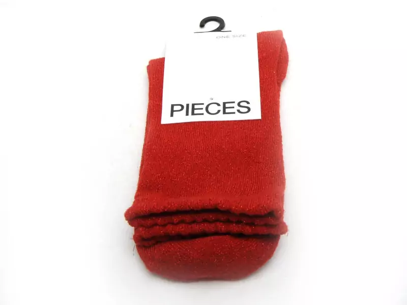Pieces CHAUSSETTES PCSEBBY GLITTER LONG 1 PACK Rouge Accessoires Femme