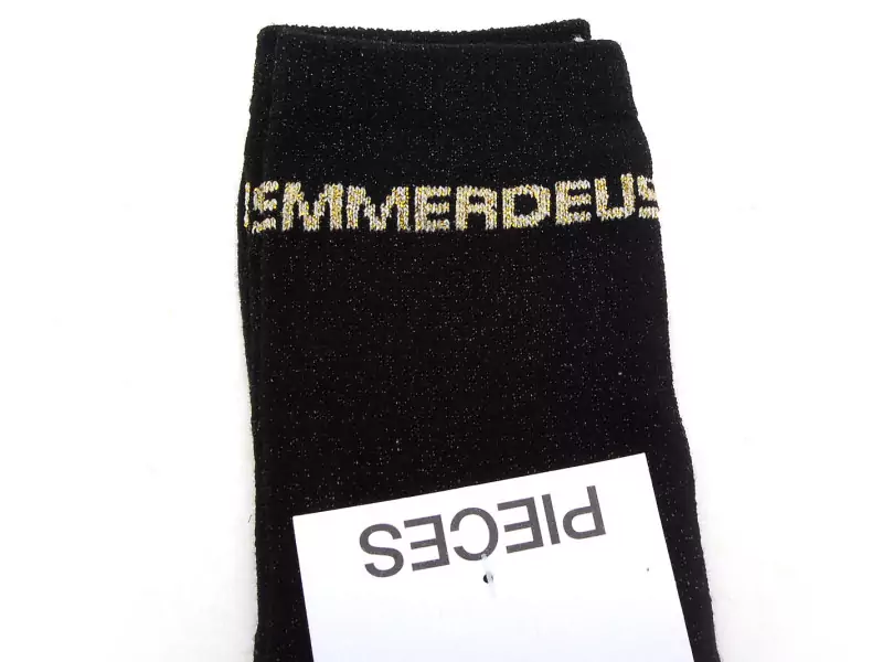 Pieces CHAUSSETTES PCSEBBY LONG GLITTER Noir Accessoires Femme
