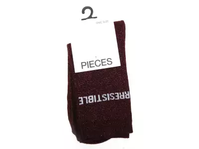 CHAUSSETTES PCSEBBY LONG GLITTER Bordeaux