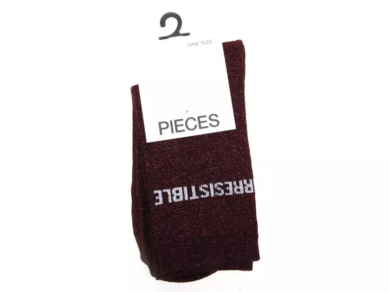 Pieces CHAUSSETTES PCSEBBY LONG GLITTER Bordeaux Accessoires Femme