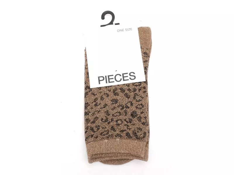 Pieces CHAUSSETTES PCSEBBY GLITTER LONG Beige Accessoires Femme