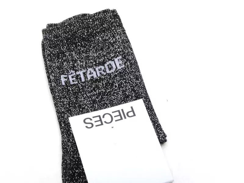  CHAUSSETTES PCSEBBY LONG GLITTER Gris Accessoires Femme