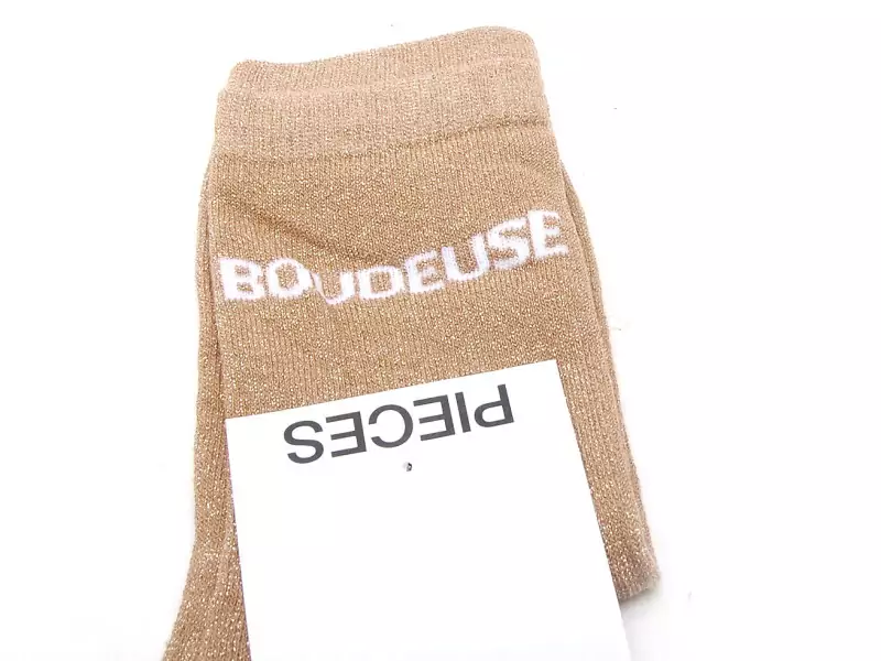 Pieces CHAUSSETTES PCSEBBY LONG GLITTER Beige Accessoires Femme
