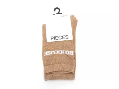 CHAUSSETTES PCSEBBY LONG GLITTER Beige