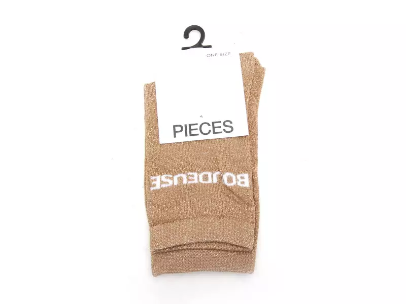 Pieces CHAUSSETTES PCSEBBY LONG GLITTER Beige Accessoires Femme
