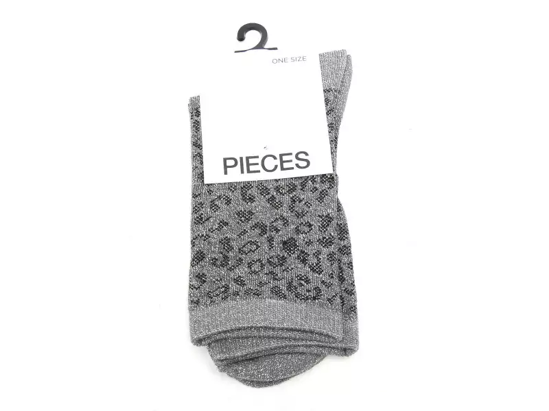 Pieces CHAUSSETTES PCSEBBY GLITTER LONG Gris Accessoires Femme
