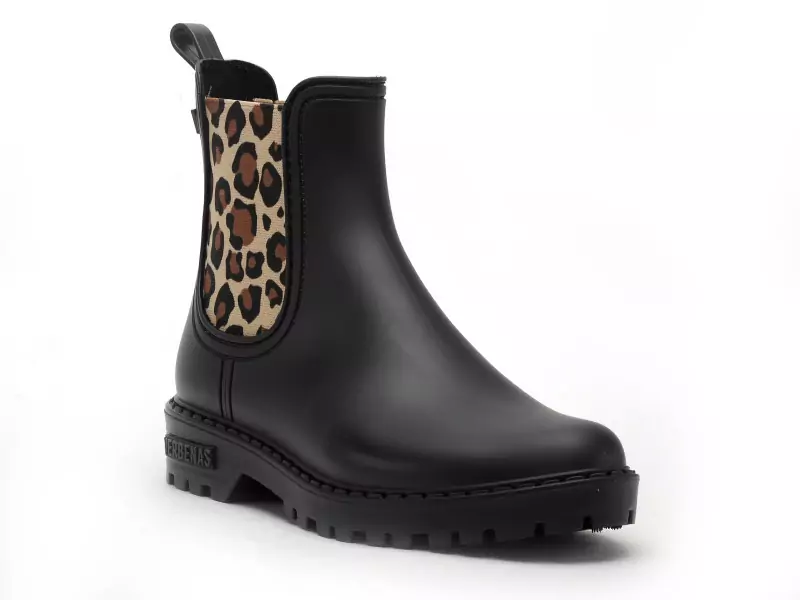 Verbenas Bottes de pluie GAUDI MAT ANIMAL Noir Boots et Bottines Plates Femme