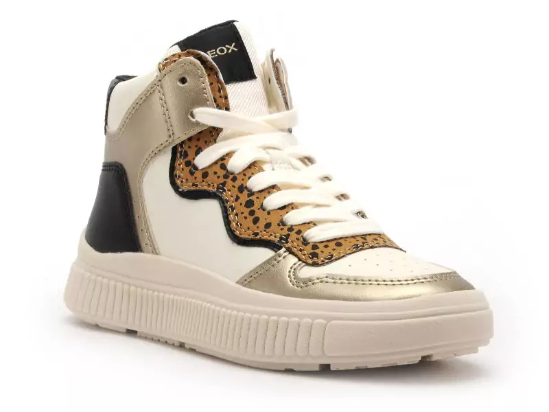 Geox BASKETS J LAQUINNY GIRL J56M3B Blanc Baskets Montantes Fille
