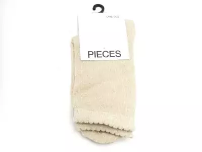 Chaussettes à paillette PCSEBBY GLITTER LONG SOCKS NOOS BC Beige