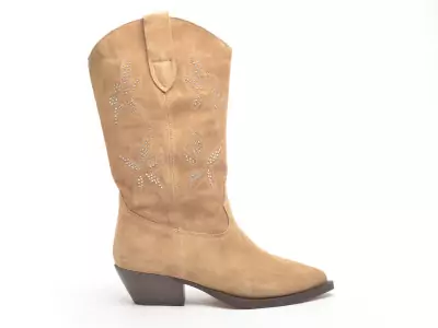 5543 Beige Bottes à Talons Femme