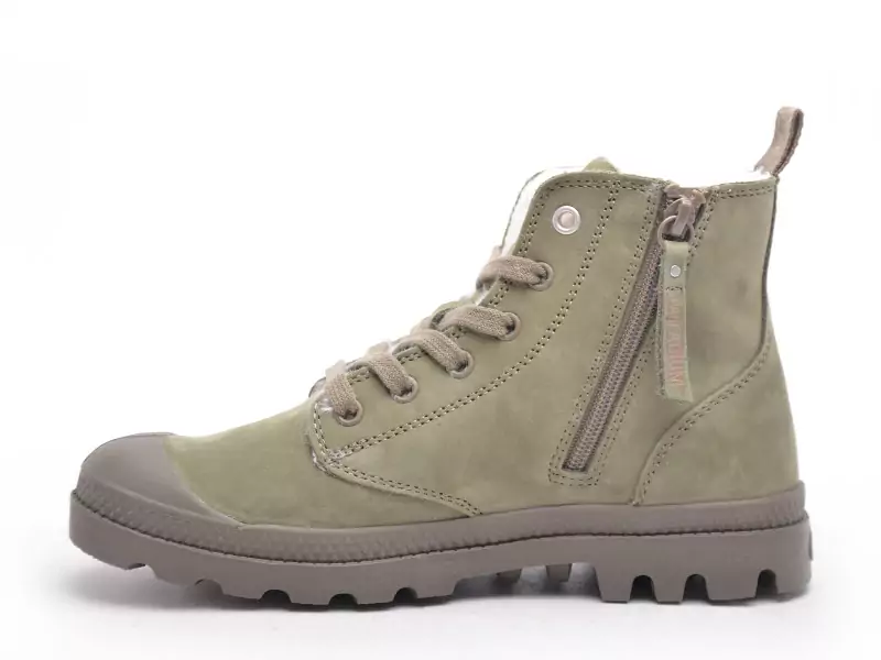 Palladium PAMPA HI ZIP WL Kaki Boots et Bottines Plates Femme