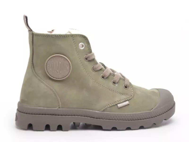 Palladium PAMPA HI ZIP WL Kaki Boots et Bottines Plates Femme