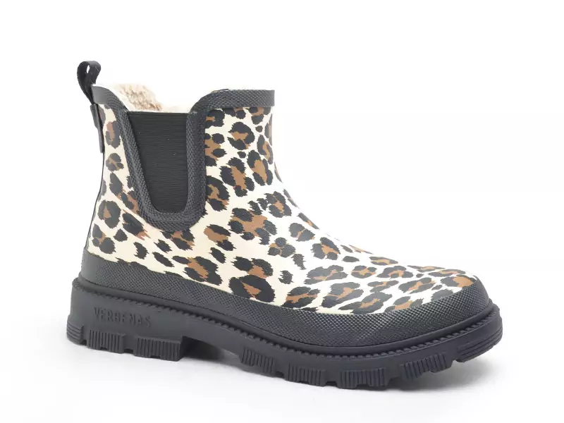 Verbenas LUA MATE COMBI ANIMAL FUR Noir Boots et Bottines Plates Femme