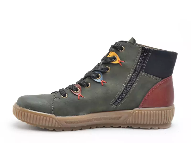 Rieker N0711 Kaki Boots et Bottines Plates Femme