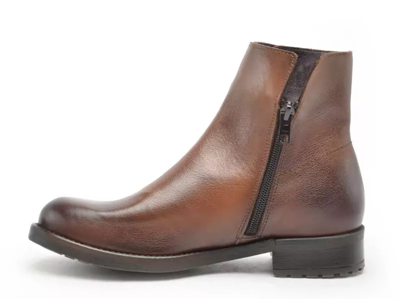 Coco Abricot AMANVILLERS CUIR Marron Boots et Bottines Plates Femme