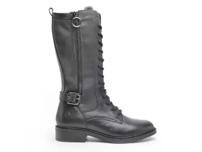D2W71 Noir Bottes Plates Femme