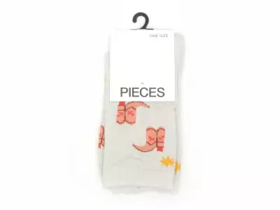 CHAUSSETTES PCSEBBY GLITTER EMB SOCK FC Blanc Accessoires Femme