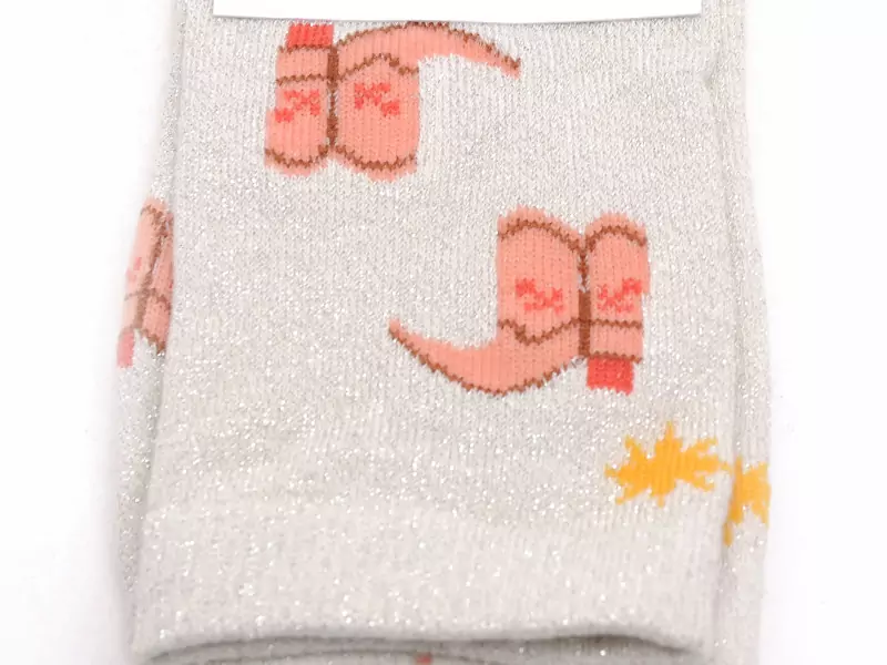 Pieces CHAUSSETTES PCSEBBY GLITTER EMB SOCK FC Blanc Accessoires Femme