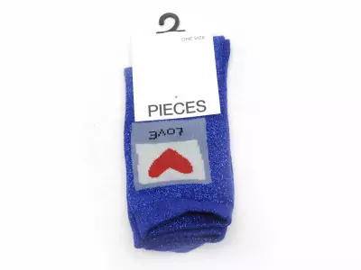 CHAUSSETTES PCSEBBY GLITTER EMB SOCK FC Bleu Accessoires Femme