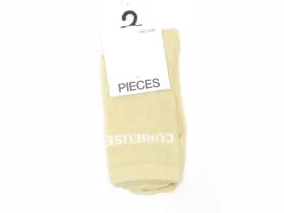 CHAUSSETTES PCSEBBY LONG GLITTER STATEMENT SOCK NOOS Jaune Chaussettes Femme