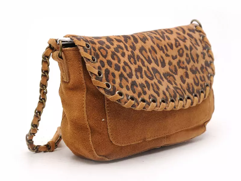 Pieces SAC LEOPARD PCBINIA SUEDE CROSS BODY FC Marron Accessoires Femme