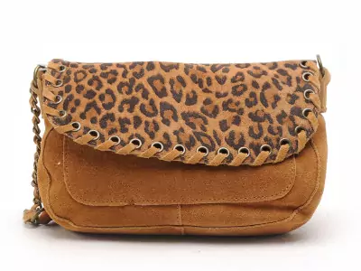 SAC LEOPARD PCBINIA SUEDE CROSS BODY FC Marron Accessoires Femme