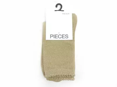 CHAUSSETTES PCSEBBY GLITTER LONG SOCKS NOOS BC Beige