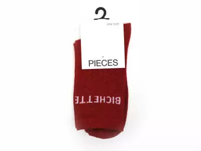 CHAUSSETTES PCSEBBY LONG GLITTER STATEMENT SOCK NOOS Rouge Chaussettes Femme