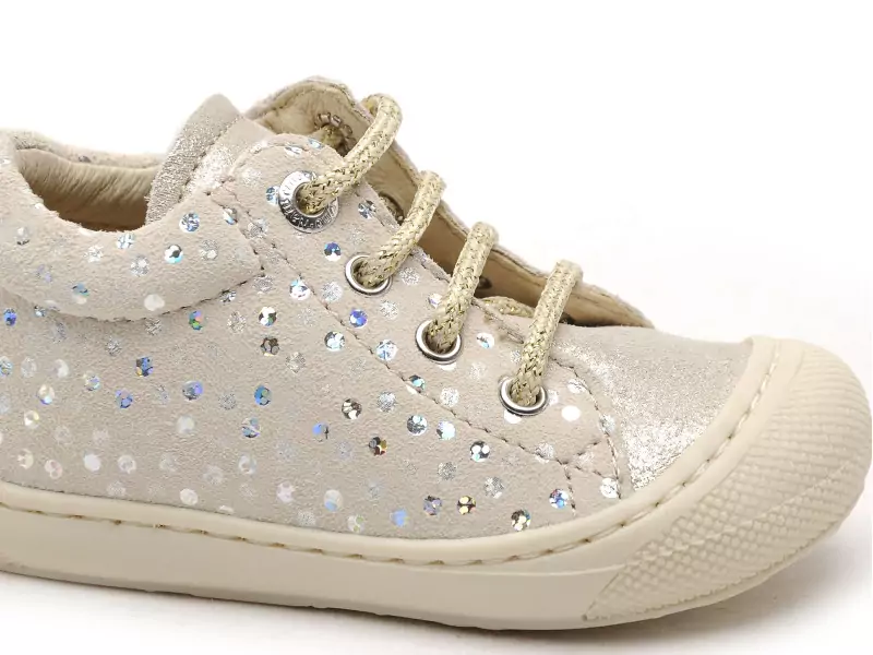 Naturino 0Q06 NATURINO COCOON BEBE SUEDE GLITTER FLOWER Argent Bébé Fille