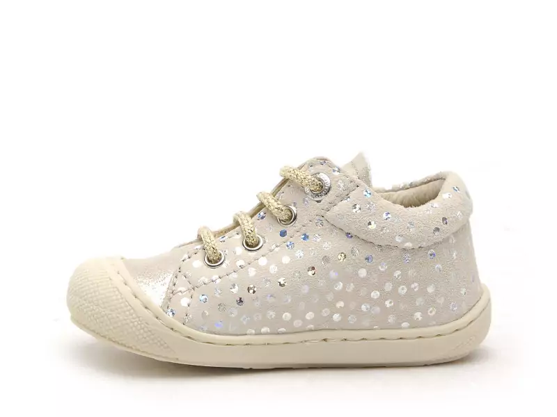 Naturino 0Q06 NATURINO COCOON BEBE SUEDE GLITTER FLOWER Argent Bébé Fille