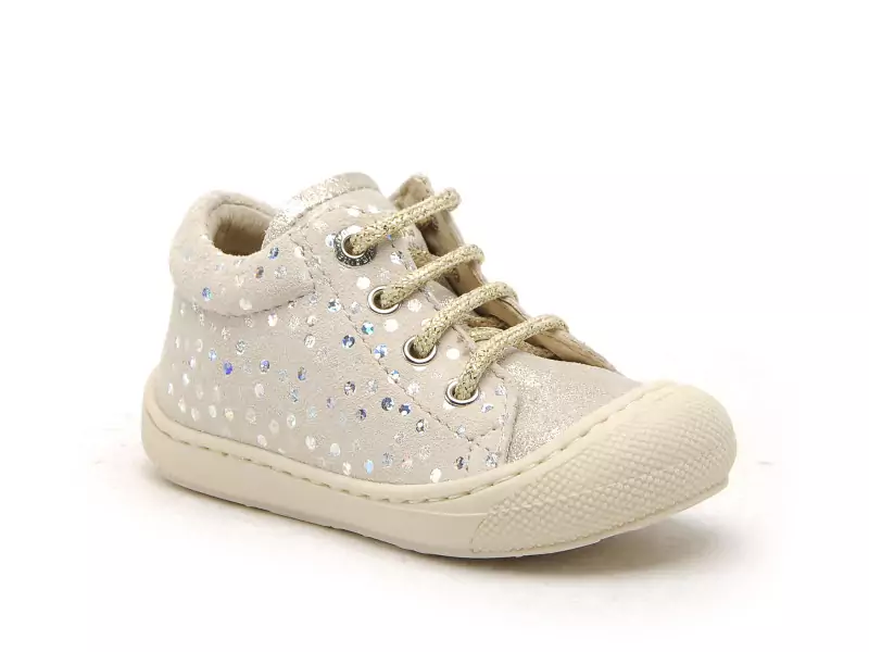Naturino 0Q06 NATURINO COCOON BEBE SUEDE GLITTER FLOWER Argent Bébé Fille