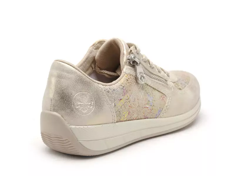 Rieker N1112 Beige Baskets Basses Femme