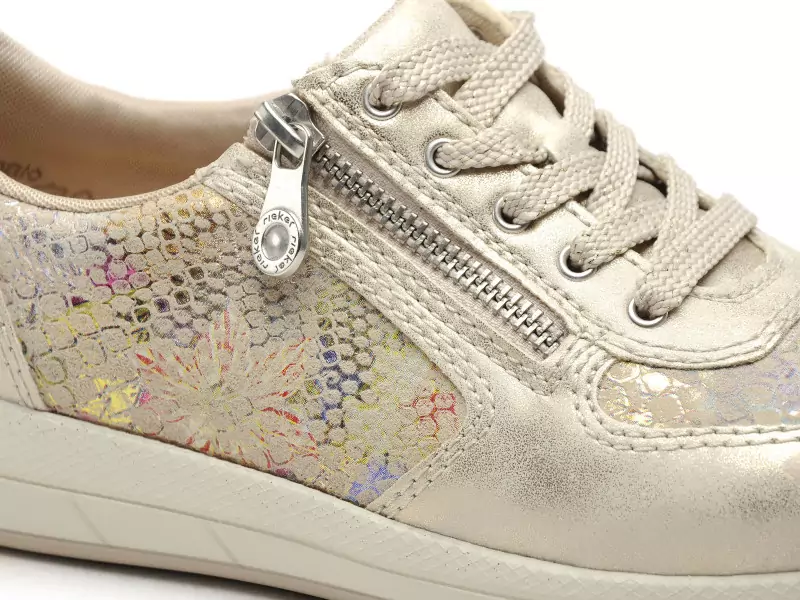 Rieker N1112 Beige Baskets Basses Femme