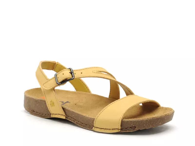 Art I BREATHE 1045 Jaune Sandales Plates Femme