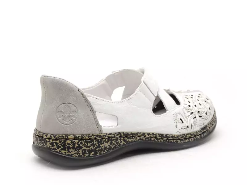 Rieker 46352 Blanc Slip in Ballerines Femme