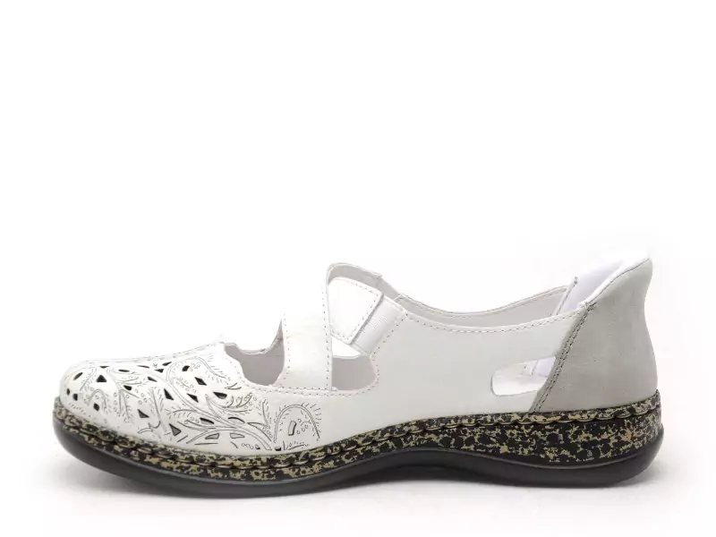 Rieker 46352 Blanc Slip in Ballerines Femme