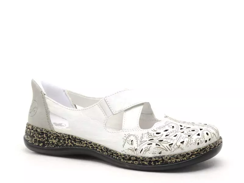 Rieker 46352 Blanc Slip in Ballerines Femme