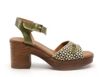 2371 Kaki Sandales à Talons Femme