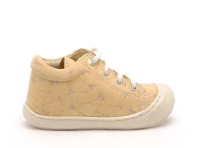 0E13 NATURINO COCOON SUEDE PR.GLITTER FLOWER Jaune Bébé Fille